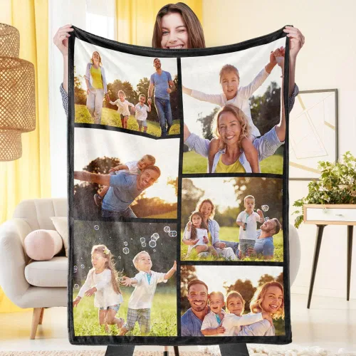Vista 10 de VEELU Manta personalizada con imagen, mantas de fotos personalizadas con imagen, manta para el día de la madre para mamá papá, regalos