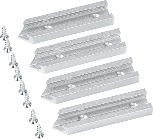 Vista 2 de T Track Kit de intersección de 3 pulgadas con tornillos para madera, perfil de doble corte con orificios de montaje preperforados, carpintería