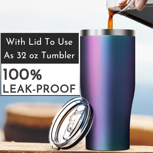 Vista 3 de Funda universal para café helado - Funda aislante reutilizable de acero inoxidable de doble pared mejorada para bebidas frías, se ajusta a tazas