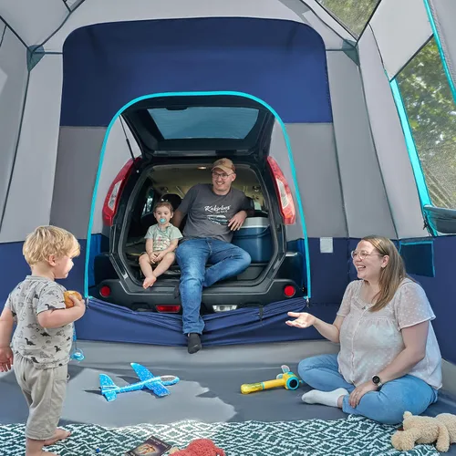 Vista 8 de TIMBER RIDGE 5-9 Person SUV Tent with Screen Porch and Awning for Family Camping, Weather Resistant and Portable Van or Car Tent, Includes Rainfly