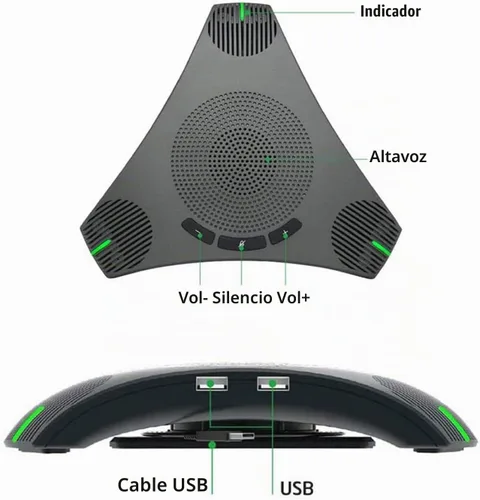Vista 3 de Altavoz de conferencia USB con micrófono omnidireccional 360 para 8-10 personas, reducción de ruido DSP inteligente para reuniones de video (gris)