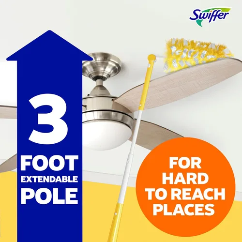 Vista 5 de Swiffer Plumero de Alta Resistencia Kit de inicio con mango extensible de 3 pies y 3 recambios