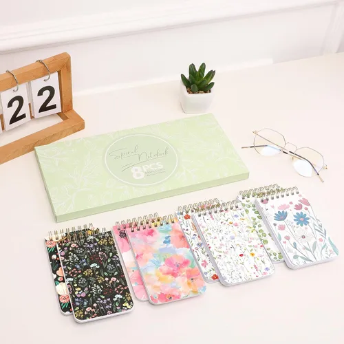 Vista 3 de SKYDUE Small Notebooks，Pocket Notepads with Aesthetic Covers, Mini Spiral Notebook with Lined Pages Nursing School Essentials, Set Of 8