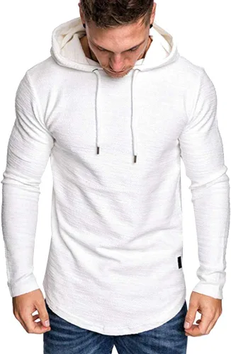 Vista 3 de Moderna sudadera deportiva de vellón con capucha, para hombres, jersey de lana unicolor sin botones.