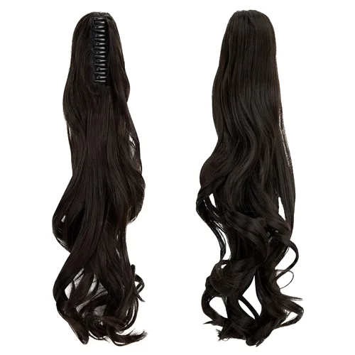 Vista 9 de OMGREAT Extensión de cola de caballo de 18 pulgadas de largo, extensiones de cabello rizado de una pieza con clip en cola de caballo sintéticas