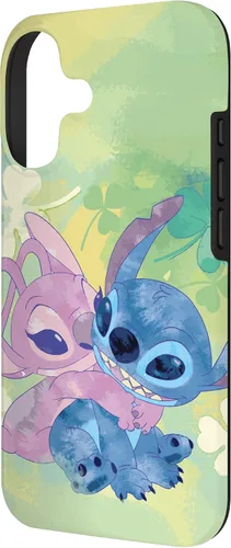 Vista 2 de Disney Stich and Angel Shamrock - Carcasa para iPhone 17, color verde