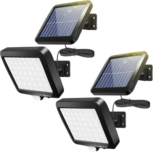 Vista 8 de Luces solares para pared exterior con sensor de movimiento, 56 LED ultra brillantes IP65 impermeables Luz solar separable para porche, cable de 16.4