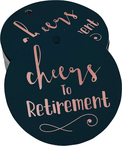 Vista 65 de Etiquetas de papel para colgar con texto en inglés "Cheers to Retirement Wall" (50 unidades)