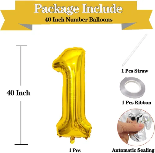 Vista 2 de Globo dorado grande de 40 pulgadas con letras del alfabeto de Mylar de aluminio de helio, globos de número grande para cumpleaños, aniversario