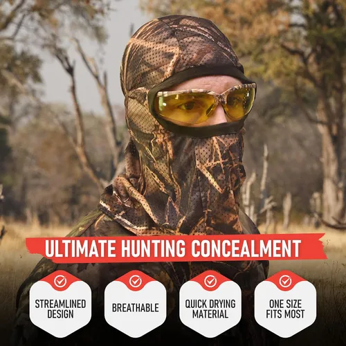 Vista 2 de Máscara facial de caza ligera, camuflaje para pavo, arco, ciervo, pato, ganso, coyote, equipo de camuflaje para hombres, malla transpirable