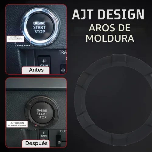 Vista 3 de Anillo de botón de arranque para Tacoma 2016-2023 / Tundra 2020-2021 - Negro