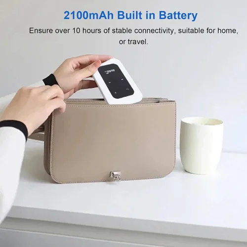 Vista 5 de Goshyda Enrutador WiFi móvil 4G LTE desbloqueado con ranura para tarjeta SIM, dispositivo de punto de acceso portátil de 300 Mbps para viajes, mini