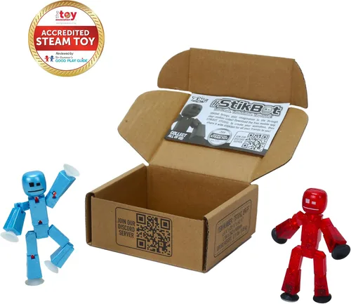 Vista 6 de Zing StikBot - Paquete doble de StarFrost Blue & Comet Red – 2 figuras de acción coleccionables posables, juguete de animación con ventosa