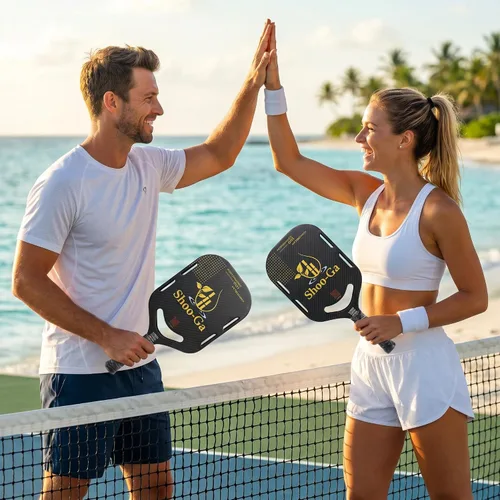 Vista 3 de Paletas aerodinámicas de fibra de carbono para pickleball (juego de 2) con superficie esmerilada ProSpin+ Nextgen y núcleo de polímero de panal