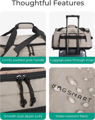 Vista 7 de BAGSMART Mochila de gimnasio para hombres, deportes y viajes de fin de semana, bolsa de viaje convertible 4 en 1 con compartimento para zapatos