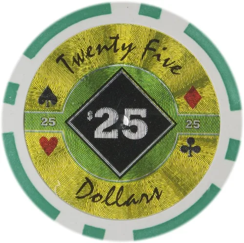 Vista 5 de Brybelly Black Diamond Poker Chip Heavy 0.49 oz Clay Composite - Paquete de 50 ($0.25 marrón)