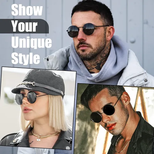 Vista 77 de KANASTAL Gafas de sol redondas polarizadas para mujeres y hombres, estilo hippie con protección UV400