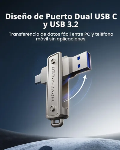 Vista 2 de MOVE SPEED Memory Stick de 64 GB, unidad de pulgar de 130 MB/s con puerto dual tipo C + USB 3.2, Pendrive de alta velocidad compatible