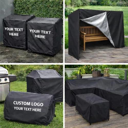 Vista 4 de Cubierta de protección contra el polvo para equipos de ajuste personalizado hecha a medida con texto o logotipo personalizado para muebles y equipos