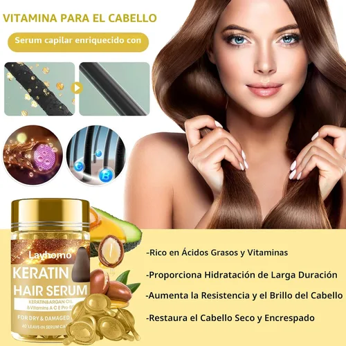 Vista 4 de Suero de tratamiento capilar de queratina, tratamiento de suero capilar para cabello seco dañado, cápsulas de aceite para el cabello con queratina