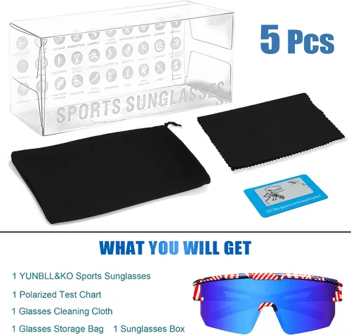Vista 7 de YUNBLL&KO Gafas de sol polarizadas deportivas para hombres y mujeres, protección UV400, para niños, jóvenes, béisbol, para ciclismo, softbol y correr