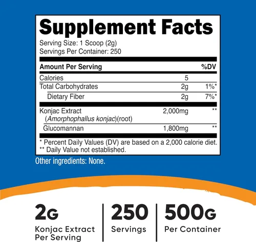 Vista 2 de Nutricost - Glucomanano en polvo, 1.10 lb