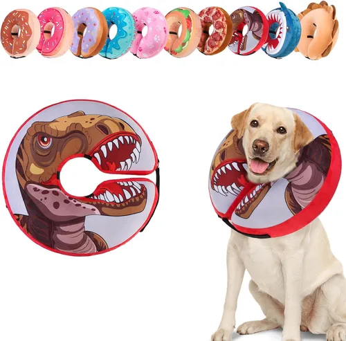 Vista 11 de BEAUTYZOO Alternativa al cono para perro después de la cirugía para perros grandes, medianos y pequeños, collar de cono inflable suave para perros