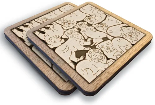Vista 21 de Posavasos de Rompecabezas de Madera con Perro American Pit Bull Terrier - Regalo Único para Amantes de Perros Pitbull, Posavasos de Rompecabezas