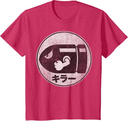 Vista 55 de Super Mario Camiseta con logotipo de Bullet Bill Distressed en Kanji