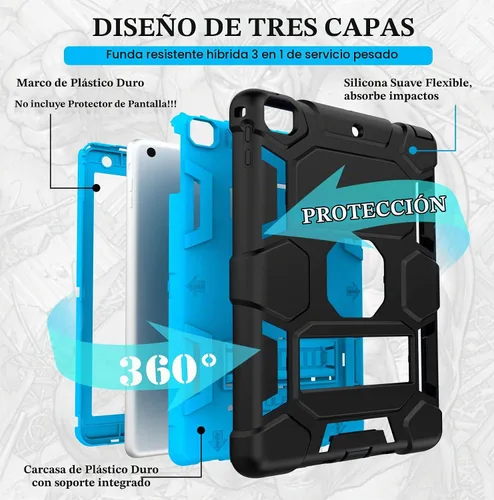 Vista 2 de CCMAO Funda para iPad de 6ª/5ª generación (9.7 pulgadas, 2018/2017), iPad Air de 2ª generación (2014) con soporte, funda protectora híbrida a prueba