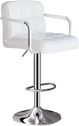 Vista 21 de GIZNXBA Taburetes de bar giratorios de cuero para taburete de cocina, taburetes de bar de altura ajustable con respaldo silla de comedor con / Beige