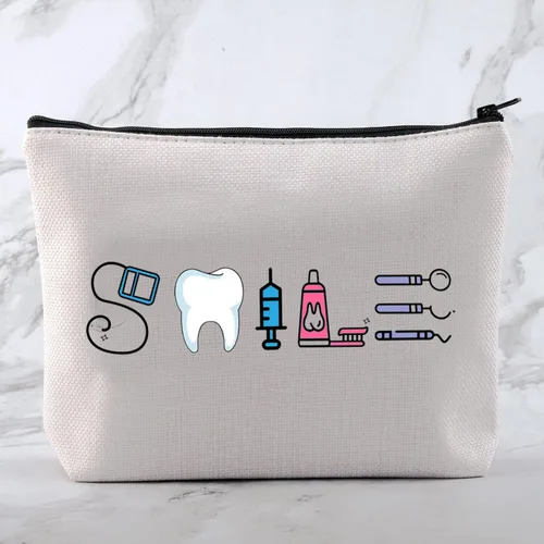 Vista 3 de MNIGIU Regalo para asistente dental, regalo divertido para dentistas, sonrisa dental, bolsa cosmética, regalo para estudiantes dentales, regalo