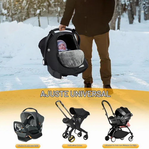 Vista 6 de Orzbow Funda de Asiento de Coche para Bebé Invierno - Funda Impermeable para Asiento de Coche para Asientos de Coche y Cochecitos Doona, Toldo Negro