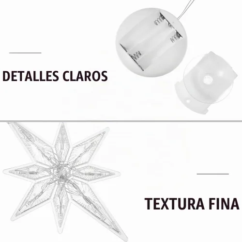 Vista 8 de Uonlytech Luz de ventana de estrella de Navidad, luces LED de estrella colgantes de Navidad con ventosa, funciona con pilas, luz de estrella