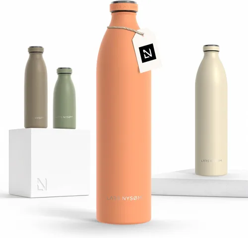 Vista 8 de LARS NYSØM Botella de agua aislada de acero inoxidable de 12 onzas, 17 onzas, 25 onzas, 34 onzas, 51 onzas, frasco térmico aislado para bebidas
