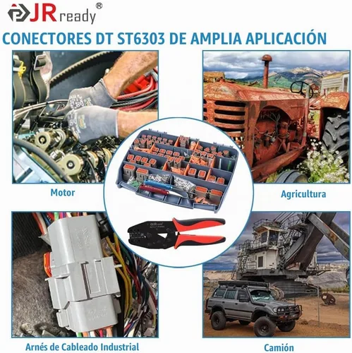 Vista 7 de JRready Deutsch Kits de conectores ST6303: 2 3 4 6 8 12 Pin DT Kit de conector IP67 impermeable con crimpadora Deutsch ACT-LY-16DT, contactos