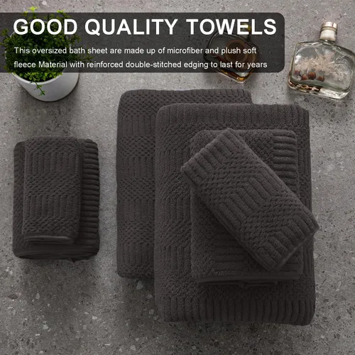 Vista 7 de Ferdilan Juego de 4 toallas de baño de gran tamaño de 35 x 70 pulgadas, toallas de baño extra grandes y suaves de 600 GSM, toallas de secado rápido
