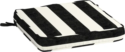 Vista 15 de Arden Selections ProFoam Performance Outdoor Seat Cushion 20 x 20, Onyx Black Cabana Stripe (Pack of 4)