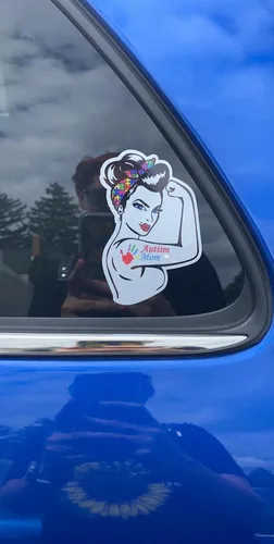 Vista 2 de 2 calcomanías de vinilo impermeables para autistas para autistas, para auto de concienciación sobre el autismo, para laptop, parachoques, camiones