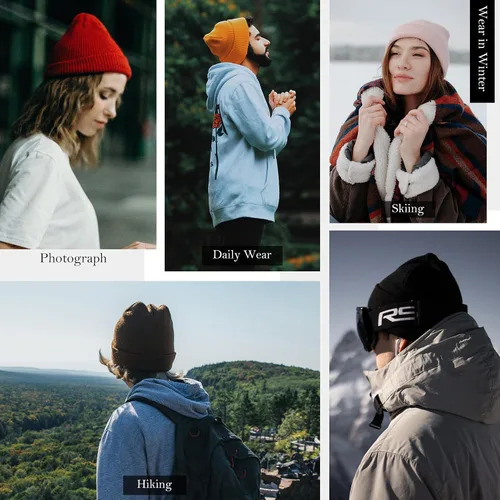 Vista 7 de Century Star Gorros de punto con forro de satén para mujer, con forro de seda, gorro de invierno con puños, para esquiar