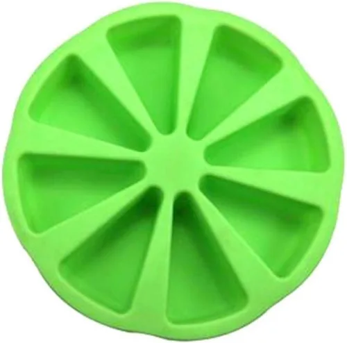 Vista 4 de Molde redondo de silicona con forma de triángulo de 8 cavidades, molde redondo de silicona para tartas, porciones de grado alimenticio, postre