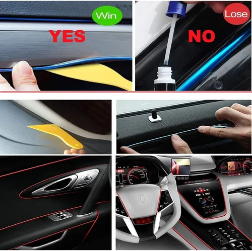 Vista 7 de MaxLax Tira de Iluminación LED de Neón Azul para Interior de Auto - 9.84 Pies de Cable EL de 12V Flexible con Protección de Fusible Integrada