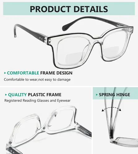 Vista 4 de Eyekepper Paquete de 4 lentes de lectura bifocales para mujer, marco de doble