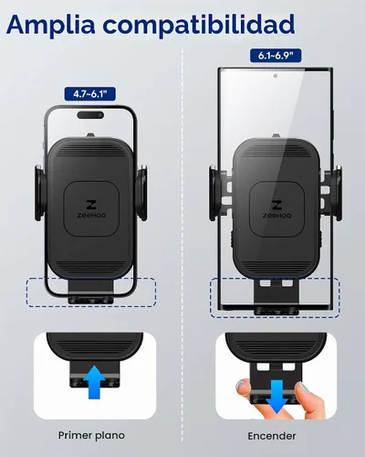 Vista 5 de ZeeHoo Cargador inalámbrico para automóvil, carga rápida de 15 W, soporte de teléfono de auto con sujeción automática, cargador de teléfono celular