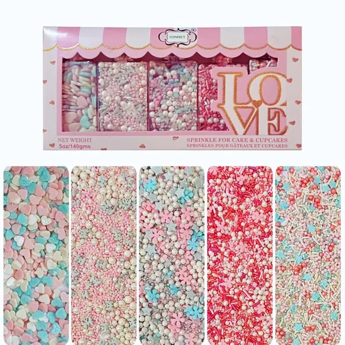 Vista 16 de Confect Mezcla de Chispitas de Corazón de Perlas Azules, Rosas y Blancas – Decoraciones Comestibles para Repostería para Pasteles, Cupcakes