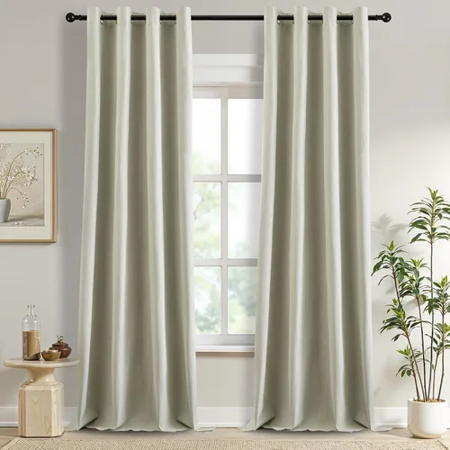 Vista 29 de DONREN Cortinas opacas completas para dormitorio, aislamiento térmico y reducción de ruido, cortinas de lino con ojales para sala de estar y Negro