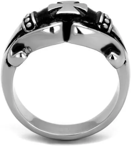 Vista 3 de Anillo Color Plata Para Hombres y Ninos de Acero Inoxidable Cruz de Biker Estilo Harley 9