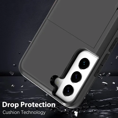 Vista 3 de Funda tipo cartera para Samsung Galaxy S22 con ranura para 2 tarjetas de crédito Funda a prueba de golpes Hybrid Heavy Duty Protection Armor Funda