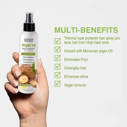 Vista 6 de KERATIN RESEARCH Tratamiento de queratina brasileña para alisar y alisar el cabello con protección térmica, aceite de argán, queratina queratina
