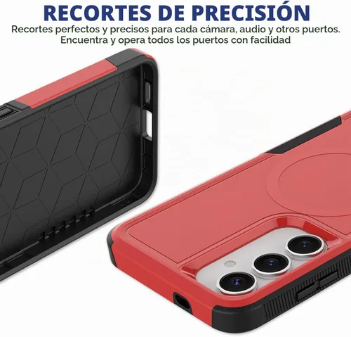Vista 7 de Dionsibei Funda protectora diseñada para Samsung Galaxy S25 Plus, Galaxy S24 Plus, 2 en 1, grado militar, resistente, a prueba de golpes, para Rojo